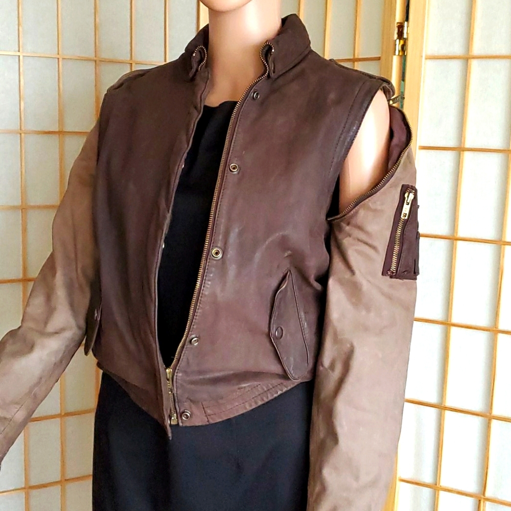 Leather Jkt w Zip Off Sleeves